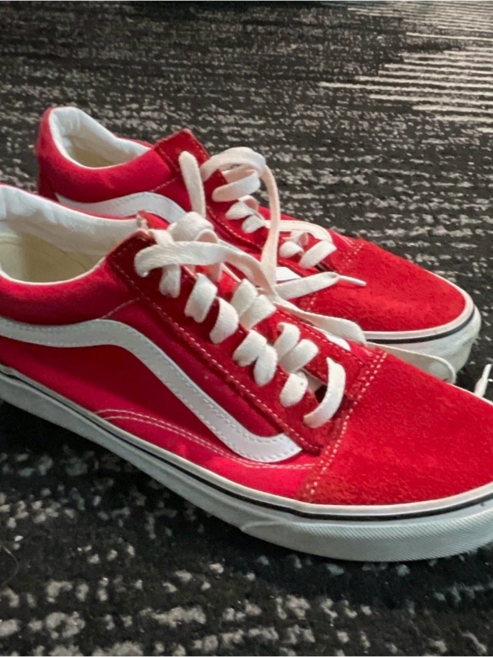 Vans Red Low-Top Skate Sneakers with White Stripe
